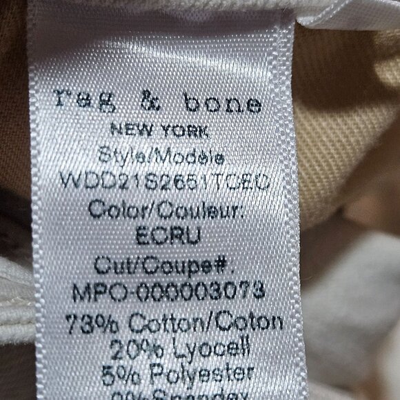 Rag & Bone Women's Ecru Cate Mid Rise Skinny Jeans Size 30 Cotton/Elastane Blend - Picture 11 of 16